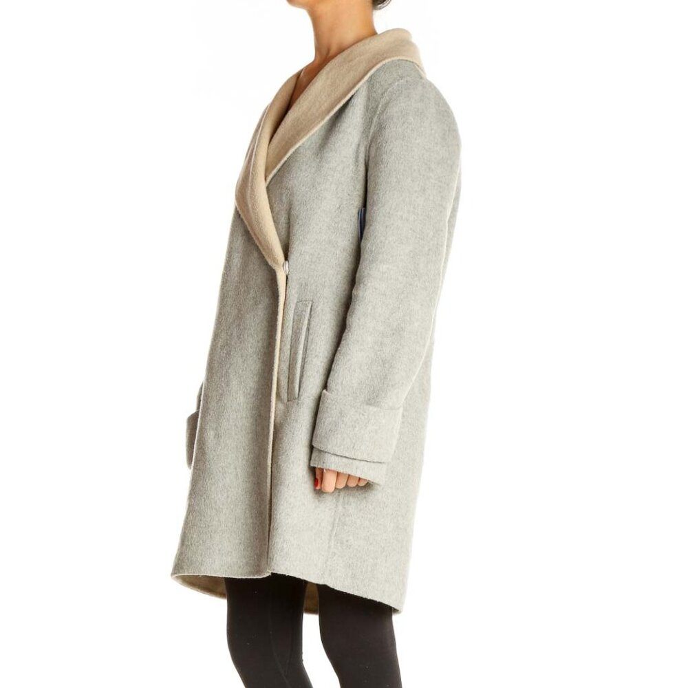 Tahari Gray Shearling Coat - Picture 2 of 3